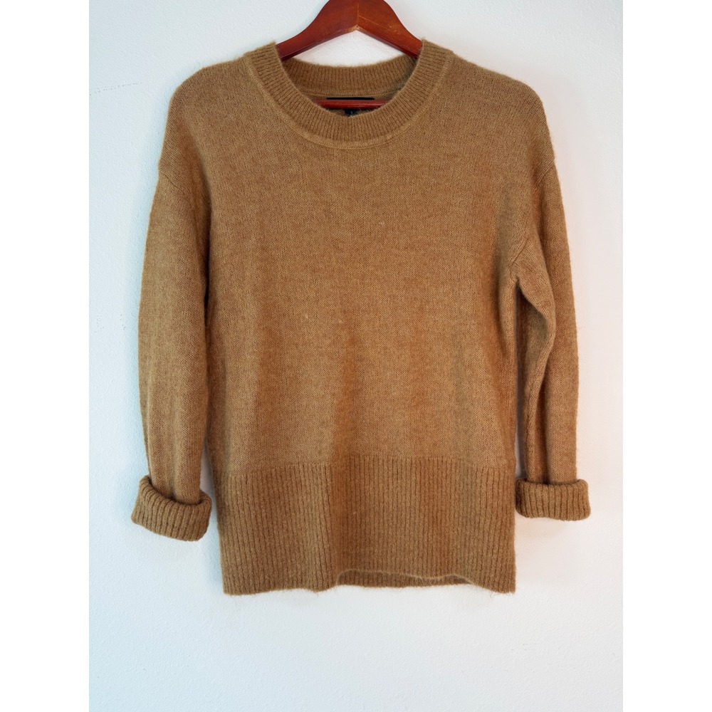 Banana Republic Alpaca Blend Crewneck Sweater Camel Tan Cozy Knit Womens Small - Picture 2 of 10
